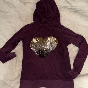 Victoria's Secret Purple Hooded Sweatshirt sequence, heart ❤️